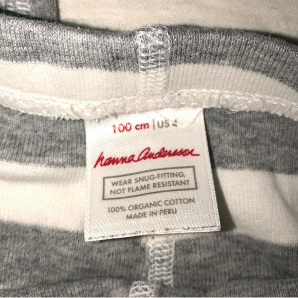 Hanna Andersson Pajama Bottoms Only Striped Size 4 100 cm Organic Peru Gray/Wht - Picture 4 of 4